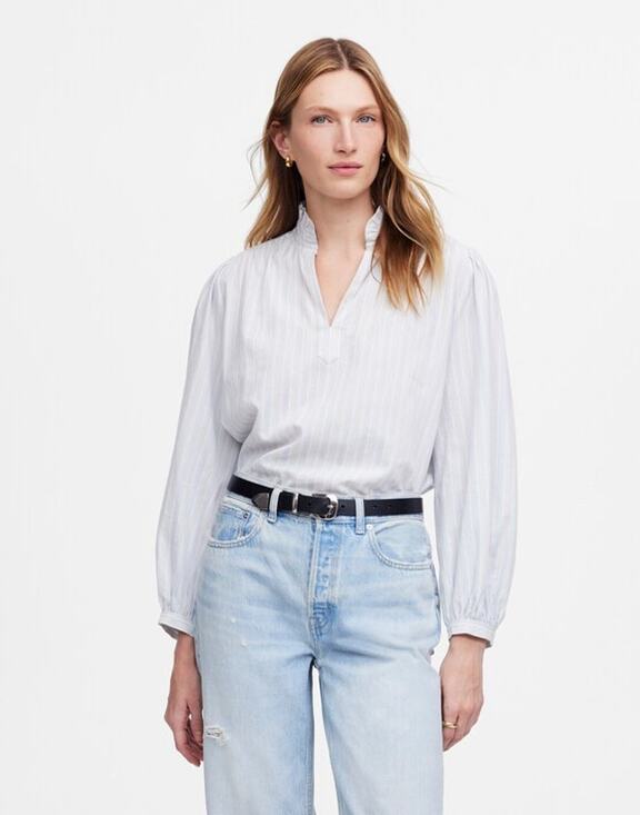 Madewell Tops - NWT Madewell Ruffled Popover Top in Stripe Size XL